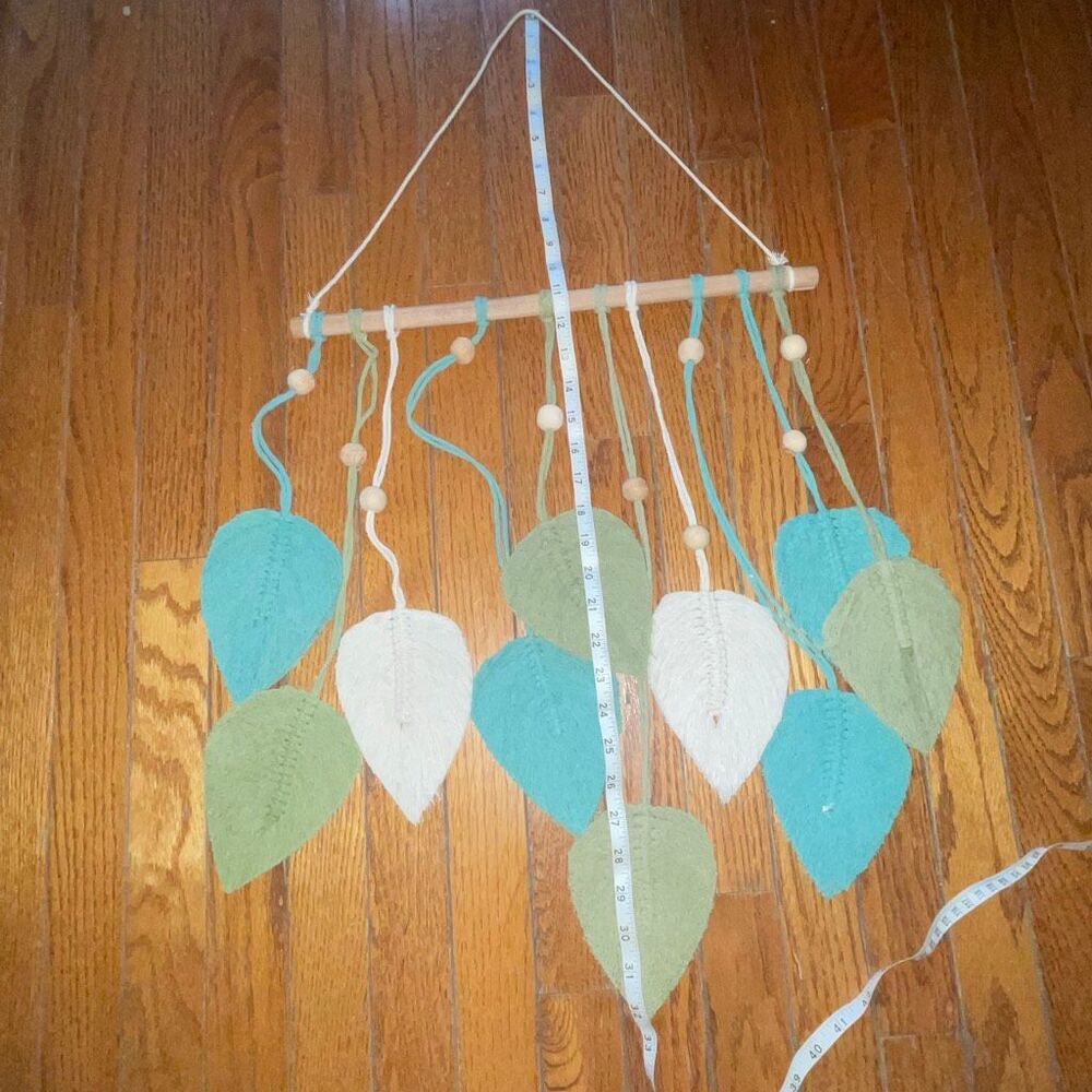 Sage green Macrame wall hanging boho bohemian yarn woven tapestry decoration - Picture 9 of 11